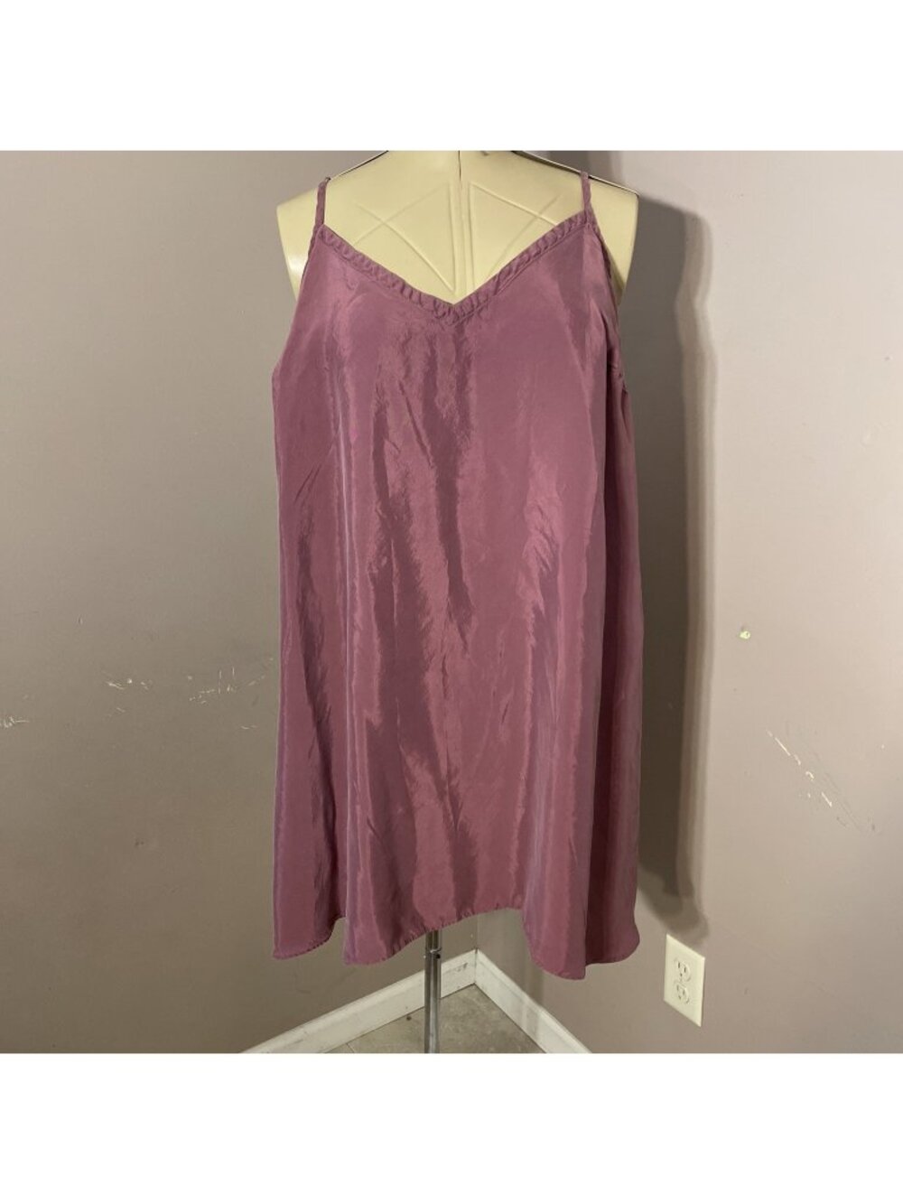 Athleta Calm Cool Casual Slip Dress Size 3XL Rose Pink Mini V-Neck Adjustable
